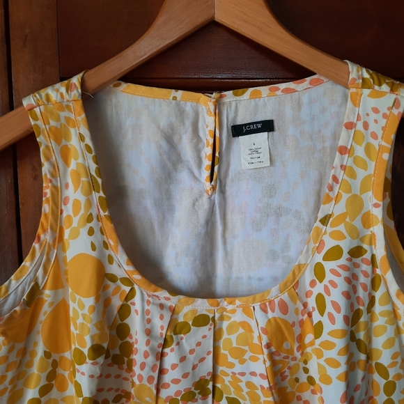 J. Crew 100% Cotton Golden Yellow Floral Sleeveless Tank Mini Dress 93618 Size 6 - Picture 4 of 12
